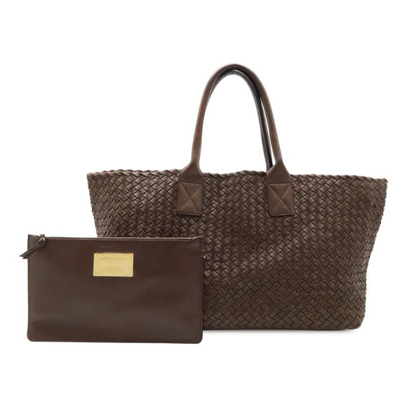Bottega Veneta Veneta Intrecciato Cava MM Tote Bag Leather Brown Brown With - Picture 1 of 8